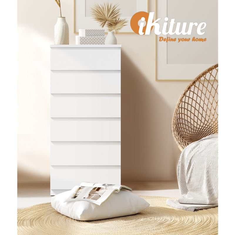 Santori Blanco Modern Chest Of Drawers Storage Cabinet | Elegant White Wooden Tallboys in 3 or 6 Drawer Option