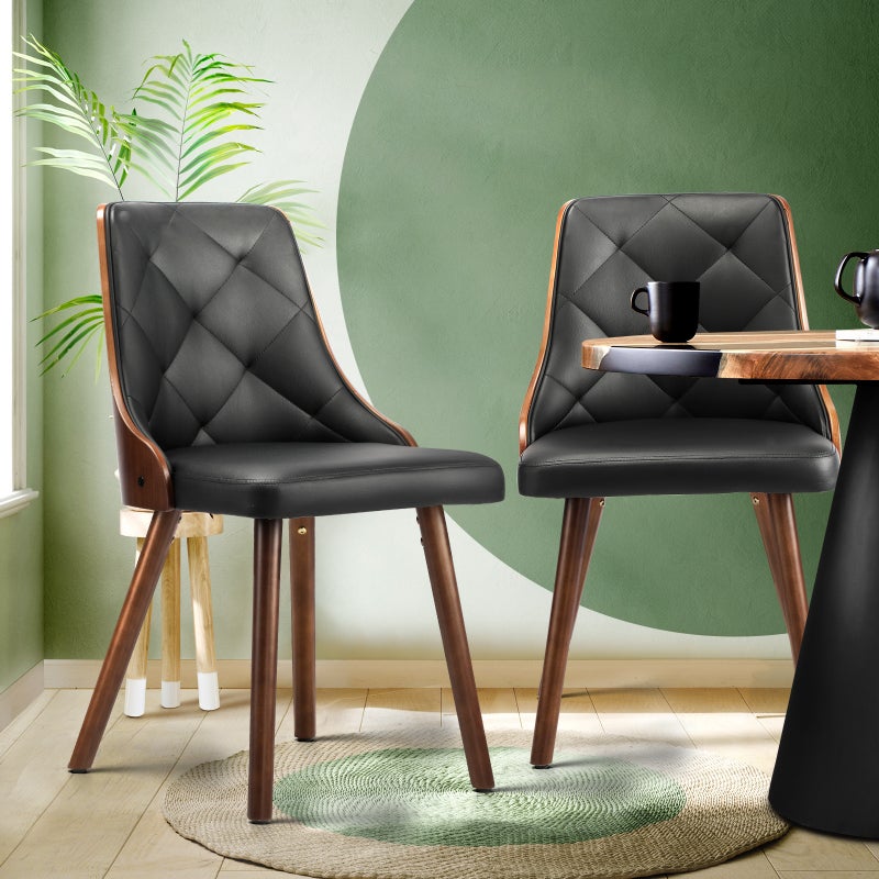 Set of 2 Gianni Deluxe Padded Dining Room Chairs | Wooden Back Padded Modern Dining Chairs by Oikiture | 3 Colours