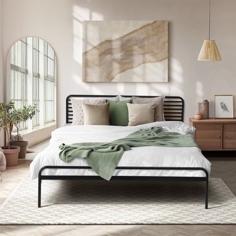 San Miguel Slim Black Metal Bed Frame | Vintage Style High Quality Sturdy Metal Bed