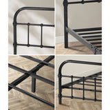 Alcantra Modern Full Metal Extra Strong Bed Frame | Sturdy Metal Designer Bed in Black | 3 Sizes