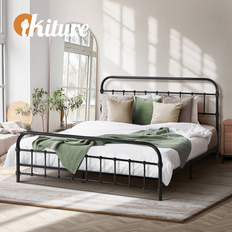 Alcantra Modern Full Metal Extra Strong Bed Frame | Sturdy Metal Designer Bed in Black | 3 Sizes