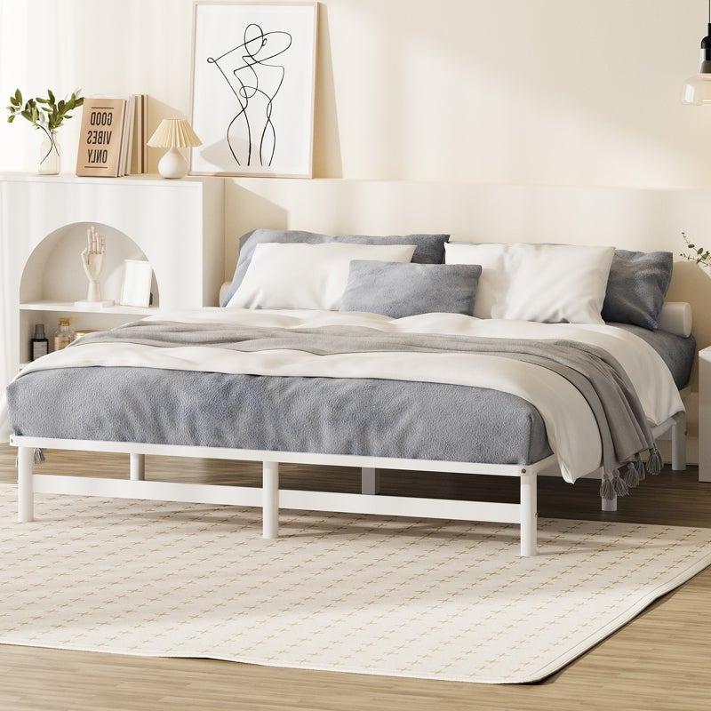 Scandi Bianco Premium Timber Platform Bed | White Reinforced Durable Wooden Floating Bed Base