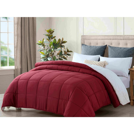 Nuvola Premium Soft Sherpa Reversible Winter Warmth King Comforter | 2 Sided Plush Cozy Comforter in 3 Colours