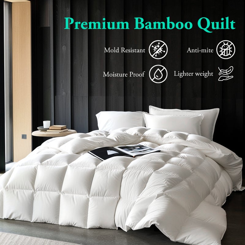 Luxore Premium 200GSM Summer Cooling Bamboo Quilt | Light Breathable Doona Duvet | 6 Sizes