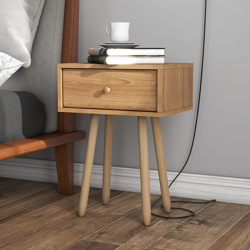 Essenza Milos Storage Bedside Table | Modern Wooden One Drawer Nightstand Unit