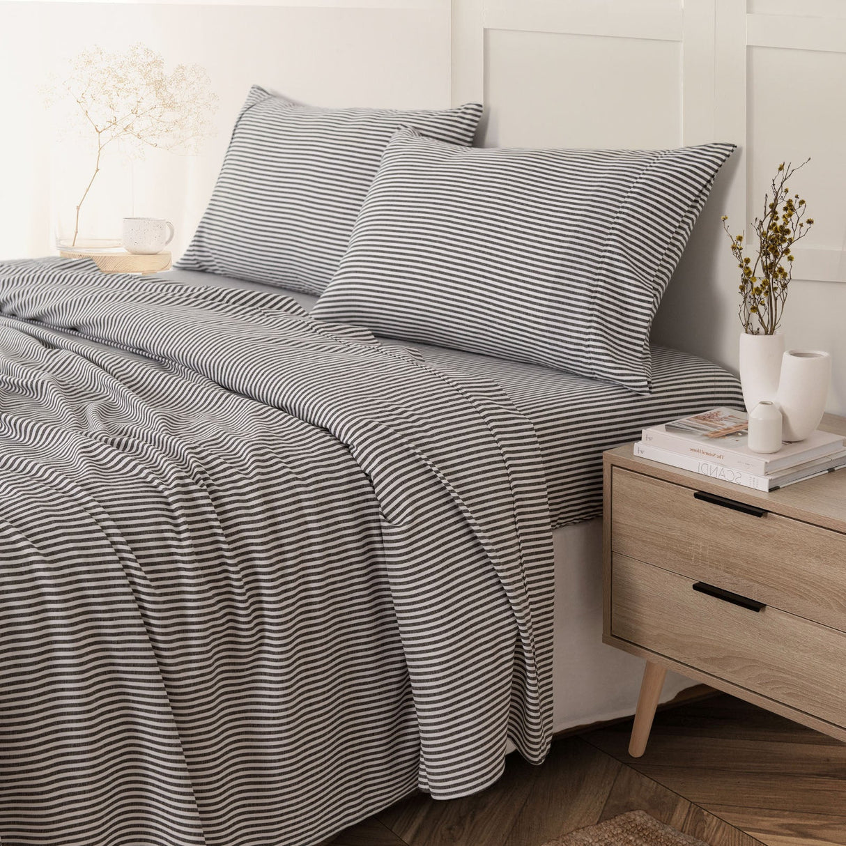 Essenza Superior Striped Linen Blend Sheet Set | Luxury Breathable Ultra Soft Linen Sheet Set | 2 Sizes -  3 Colours