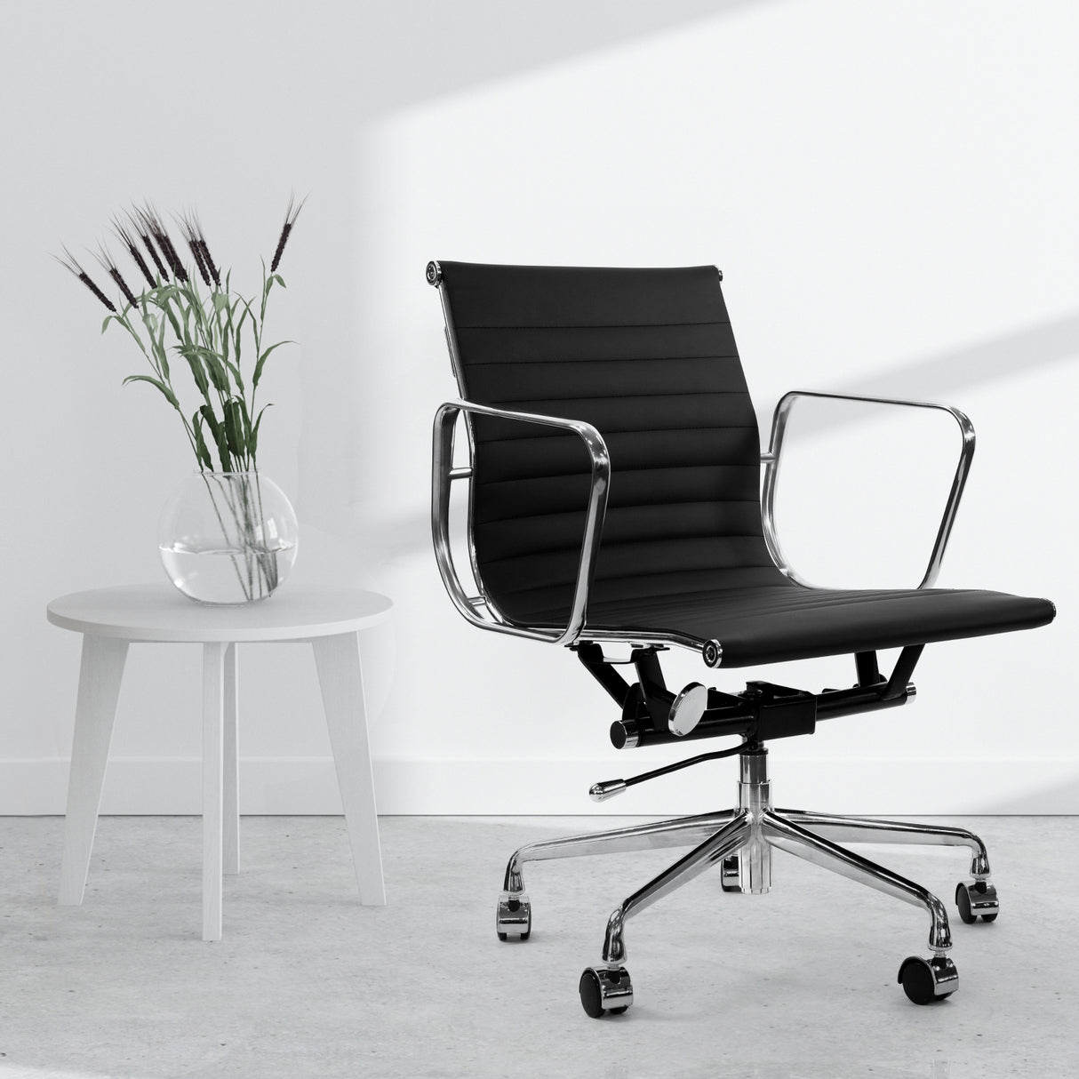 Essenza Eames Style Office Computer Chair | PU Leather Adjustable Seat Mid Back Office Chair