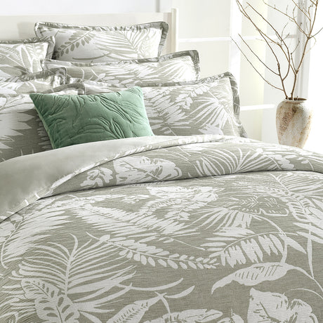 250TC Textured Jacquard Palm Breeze Quilt Cover Set in Sage Green by Renee Taylor | 3 Sizes