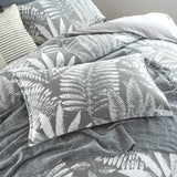 250TC Textured Jacquard Fern Mist Quilt Cover Set in Charcoal by Renee Taylor | 3 Sizes