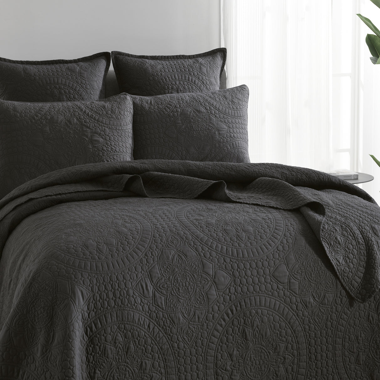 Textured Jacquard Siva Zio 3pc Coverlet Set in Grey by Renee Taylor | Beautiful Oversized Coverlet