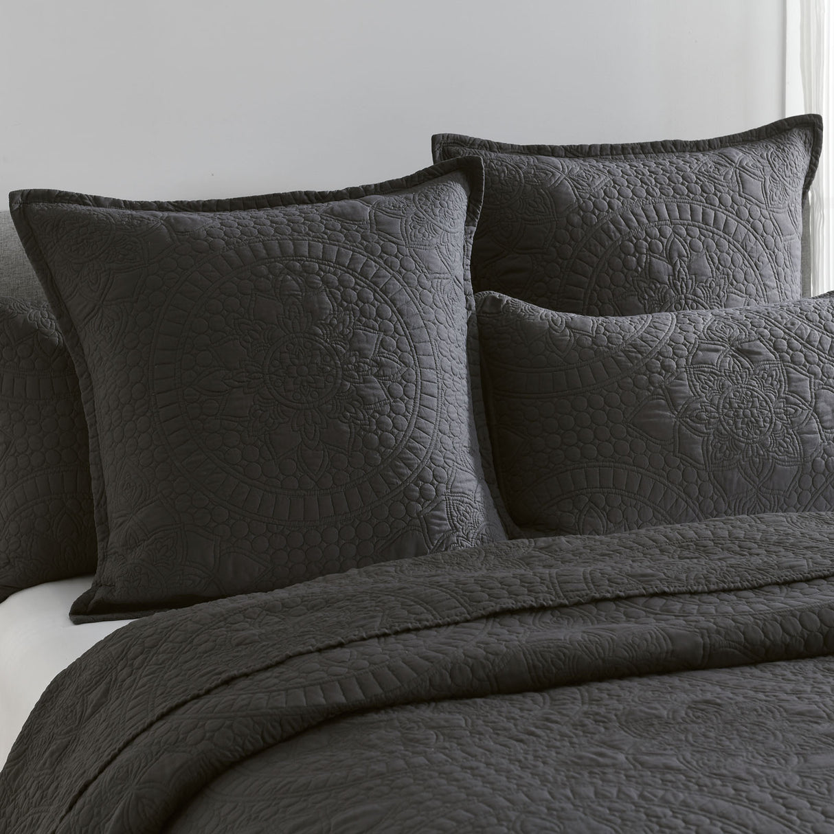 Textured Jacquard Siva Zio 3pc Coverlet Set in Grey by Renee Taylor | Beautiful Oversized Coverlet