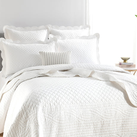 Textured Jacquard Toro Amo 3pc Coverlet Set in Pearl by Renee Taylor | Beautiful Oversized Coverlet | 3 Sizes