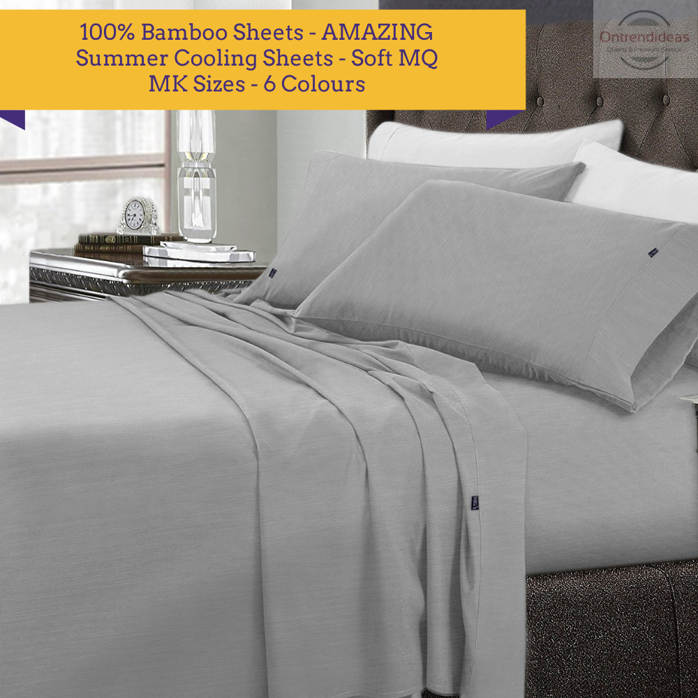 Premium Cooling 100% Bamboo Sheet Set | Soft Cooling Bamboo Sheets High Quality Bamboo | 7 Sizes - 10 Colours