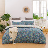 Luxore Olivia Floral 100% Cotton Reversible Quilt Cover Set Blue