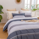 Luxore Portofino Stripe 100% Cotton Quilt Cover Set Blue