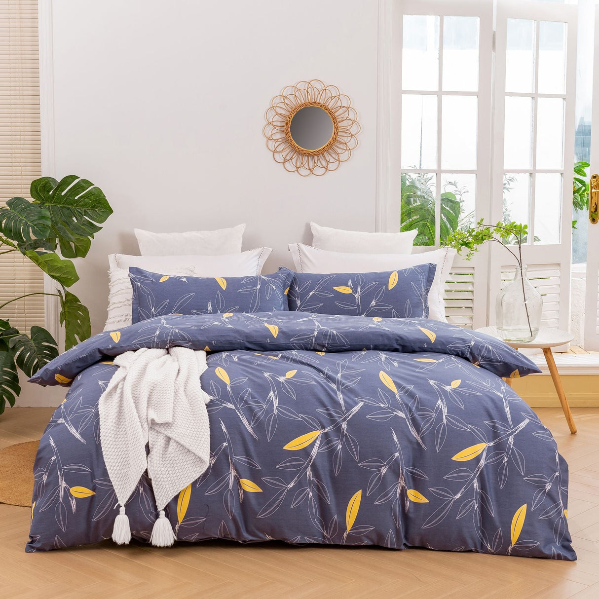 Luxore Botanical 100% Cotton Quilt Cover Set Grey