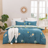 Luxore Paradise Floral 100% Cotton Reversible Quilt Cover Set Mint