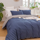 Luxore Amalfi Stripe 100% Cotton Reversible Quilt Cover Set Blue