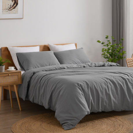 Luxore Linen & Cotton Blend Quilt Cover Set Grey