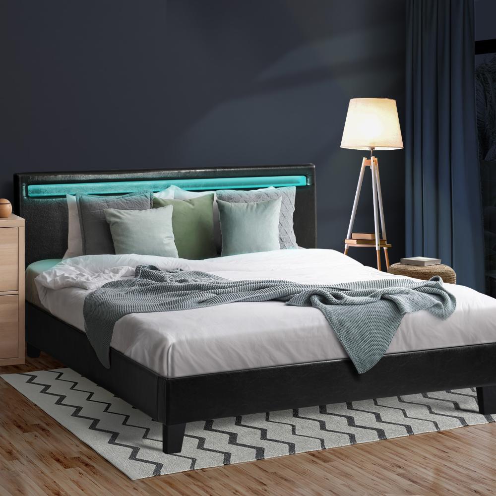 Piazzi PU Leather or Fabric Slimline Modern Bed | High Quality Sturdy Modern Bed with LED Option