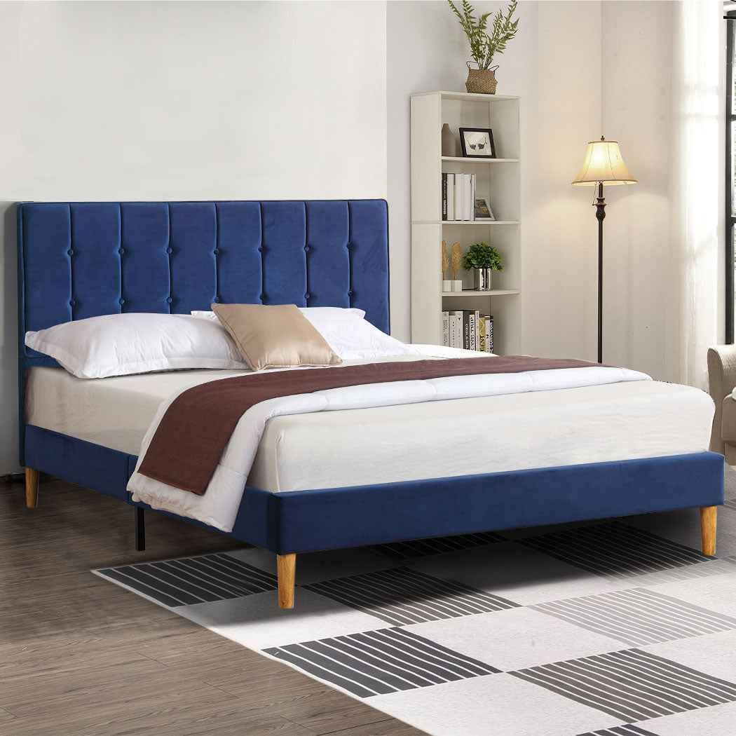 Polizano Velvet Touch Tuffted Modern Bed Frame | Luxury Premium Soft Plush Velvet Bed in 2 Colours | 2 Sizes