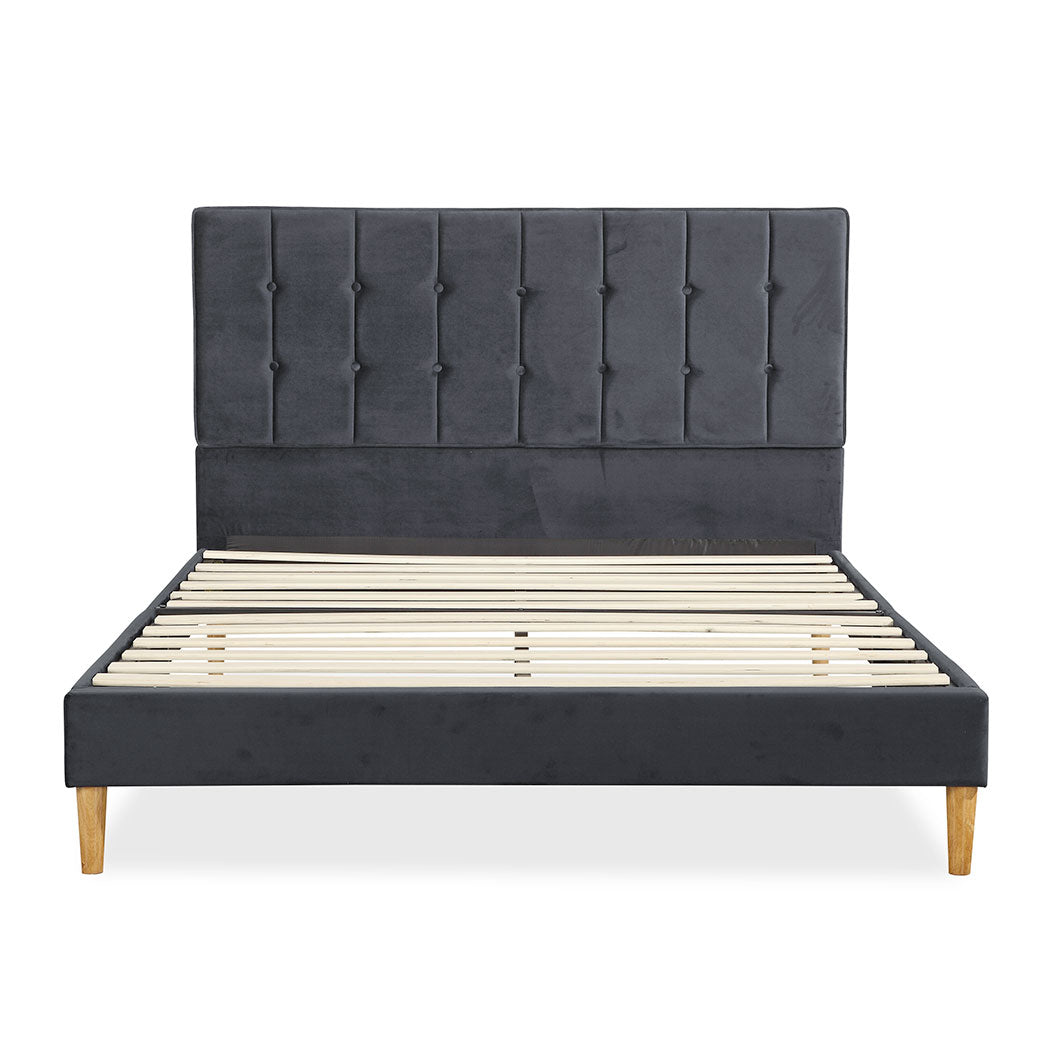 Polizano Velvet Touch Tuffted Modern Bed Frame | Luxury Premium Soft Plush Velvet Bed in 2 Colours | 2 Sizes