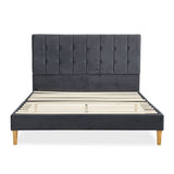 Polizano Velvet Touch Tuffted Modern Bed Frame | Luxury Premium Soft Plush Velvet Bed in 2 Colours | 2 Sizes