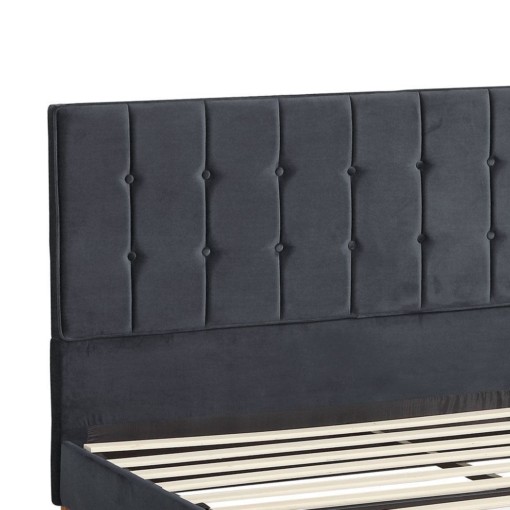 Polizano Velvet Touch Tuffted Modern Bed Frame | Luxury Premium Soft Plush Velvet Bed in 2 Colours | 2 Sizes