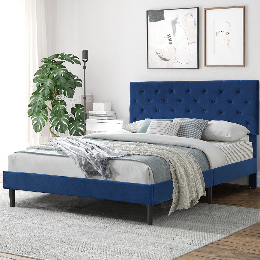 Lucrezia Velvet Touch Modern Bed Frame | Premium Soft Plush Velvet Bed in 2 Colours | 2 Sizes