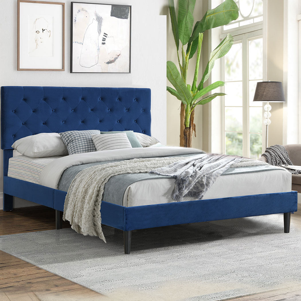 Lucrezia Velvet Touch Modern Bed Frame | Premium Soft Plush Velvet Bed in 2 Colours | 2 Sizes