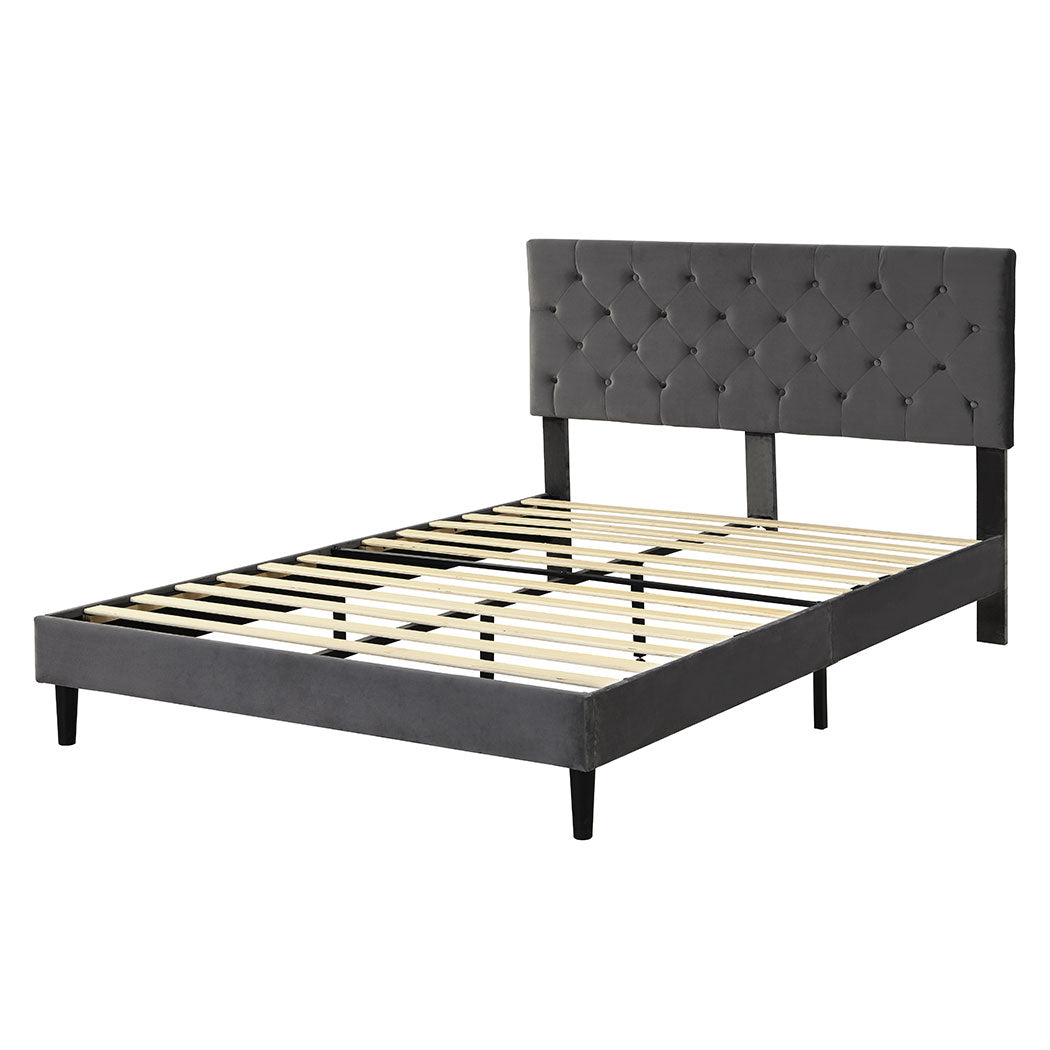 Lucrezia Velvet Touch Modern Bed Frame | Premium Soft Plush Velvet Bed in 2 Colours | 2 Sizes