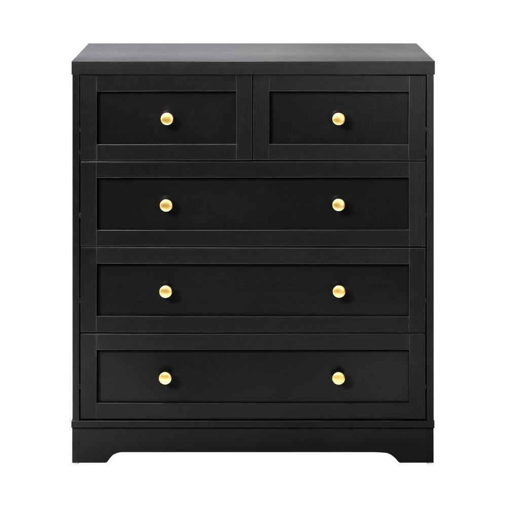 Centrum Black Wooden Chest of Drawers Tallyboy Unit | 5, 6 or 7 Draws Modern Cabinet by Oikiture