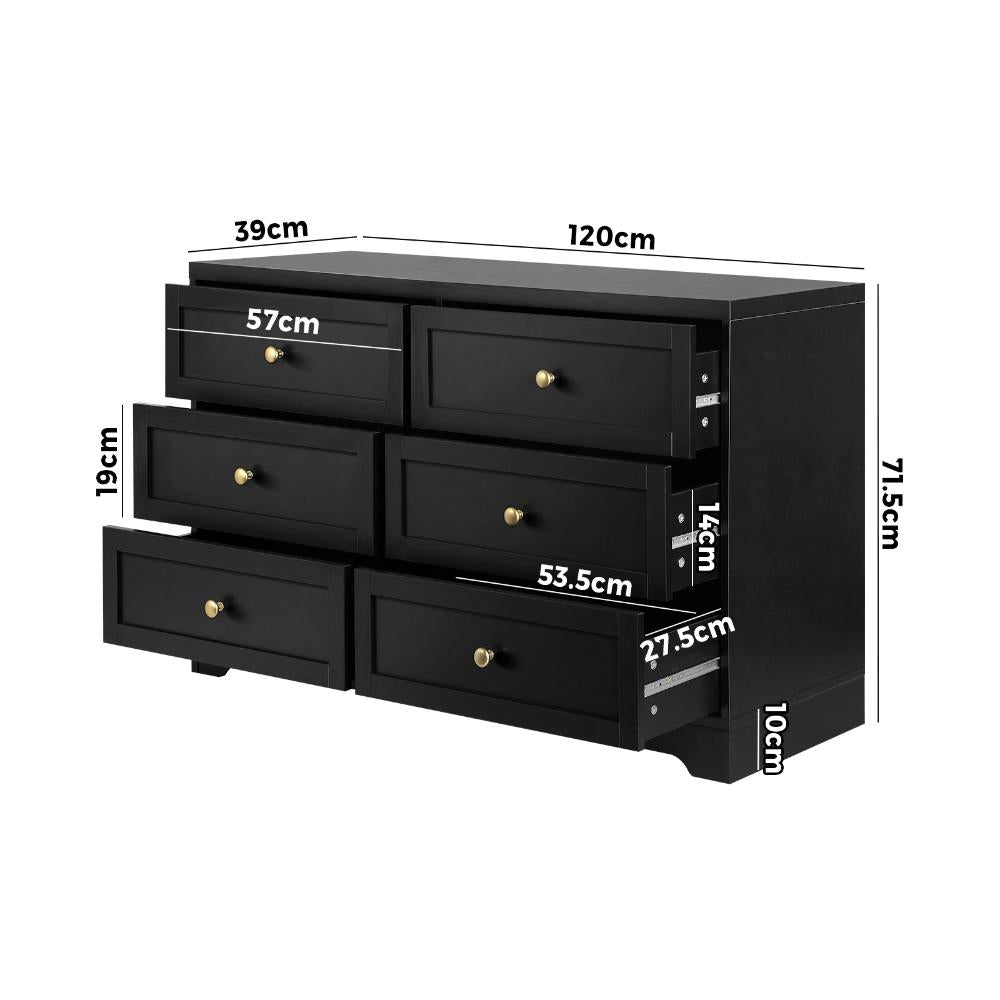 Centrum Black Wooden Chest of Drawers Tallyboy Unit | 5, 6 or 7 Draws Modern Cabinet by Oikiture