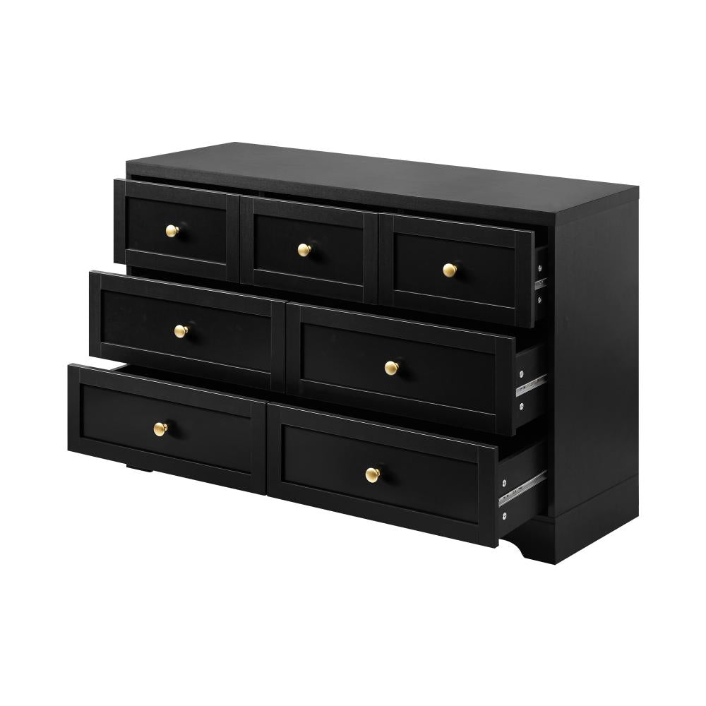 Centrum Black Wooden Chest of Drawers Tallyboy Unit | 5, 6 or 7 Draws Modern Cabinet by Oikiture