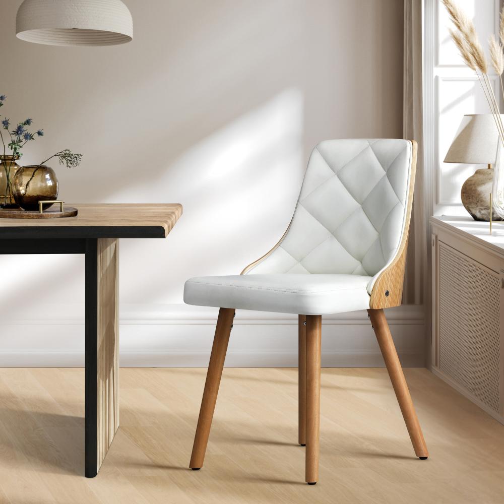 Set of 2 Gianni Deluxe Padded Dining Room Chairs | Wooden Back Padded Modern Dining Chairs by Oikiture | 3 Colours