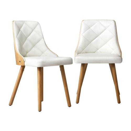 Set of 2 Gianni Deluxe Padded Dining Room Chairs | Wooden Back Padded Modern Dining Chairs by Oikiture | 3 Colours