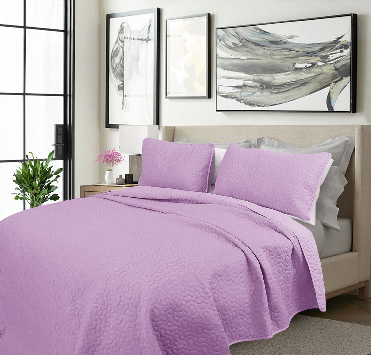 Shangri-La 2000TC Cooling 3pc Comforter Set | Summer 3pc Coverlet Bedding Set |2 Sizes - 5 Colours