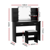 Starque LED Mirror Dressing Table and Makeup Stool Set | 10 Light Hollywood Mirror Makeup and Storage Unit | 2 Colours