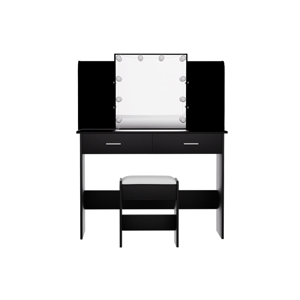 Starque LED Mirror Dressing Table and Makeup Stool Set | 10 Light Hollywood Mirror Makeup and Storage Unit | 2 Colours