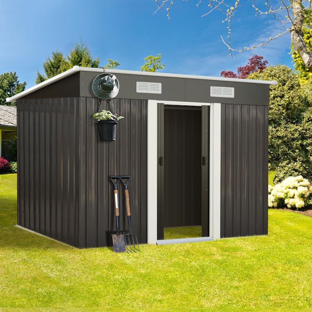 Forte Premium Outdoor Metal Garden Shed w Air Vents | High Quality Storage Garden Shed