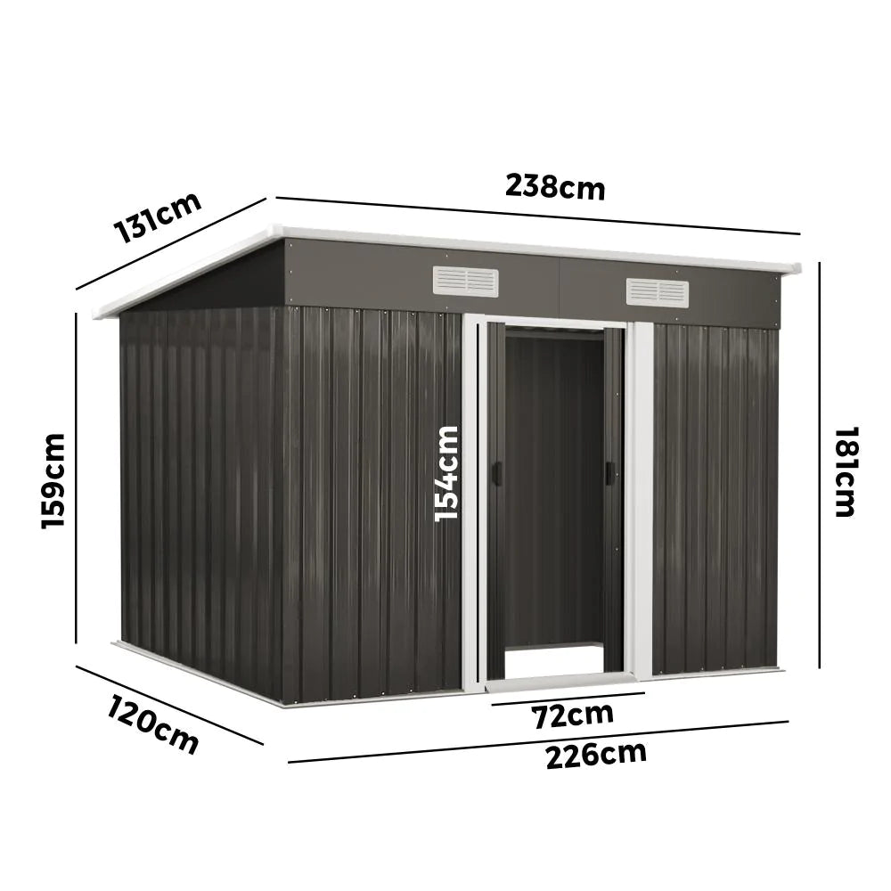 Forte Premium Outdoor Metal Garden Shed w Air Vents | High Quality Storage Garden Shed