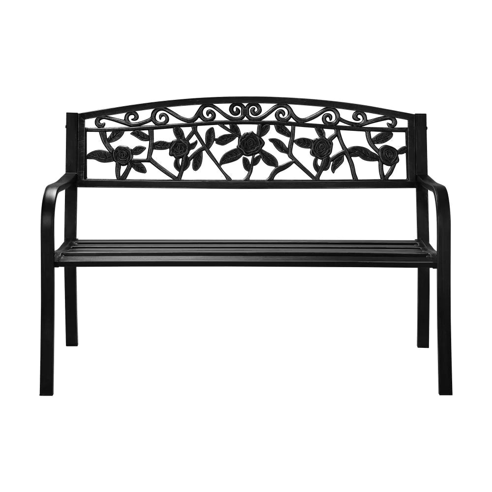 Premium Cast Iron & Steel Ornate Design Garden Bench | Outdoor Backyard Garden Bench | 2 Models - 2 Colours