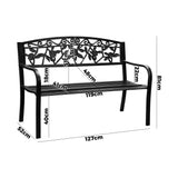 Premium Cast Iron & Steel Ornate Design Garden Bench | Outdoor Backyard Garden Bench | 2 Models - 2 Colours