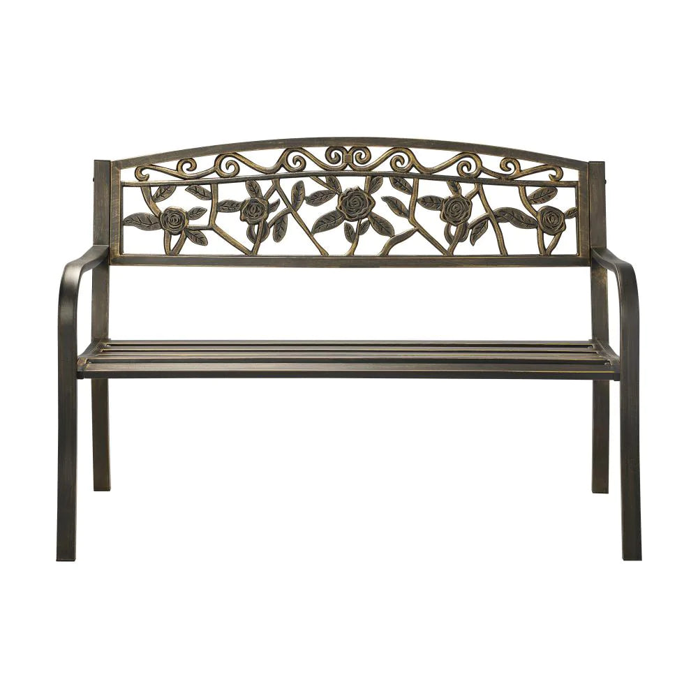 Premium Cast Iron & Steel Ornate Design Garden Bench | Outdoor Backyard Garden Bench | 2 Models - 2 Colours