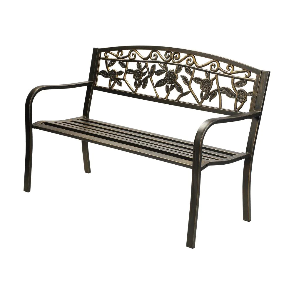 Premium Cast Iron & Steel Ornate Design Garden Bench | Outdoor Backyard Garden Bench | 2 Models - 2 Colours