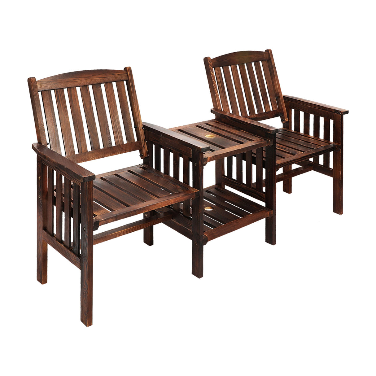 Premium 3pc Wooden Loveseat Chair & Table Set | Outdoor Patio Furniture Set by Livsip | 3 Colours