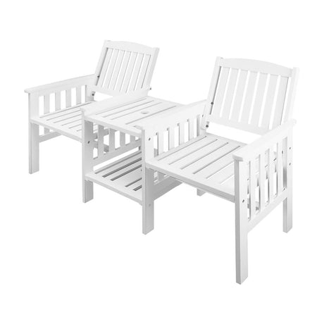 Premium 3pc Wooden Loveseat Chair & Table Set | Outdoor Patio Furniture Set by Livsip | 3 Colours