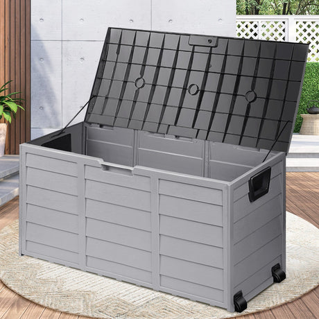 Forte Premium Weatherproof Outdoor Storage Box | Grey or Black Lockable Storage | Garage Storage Box by Livsip