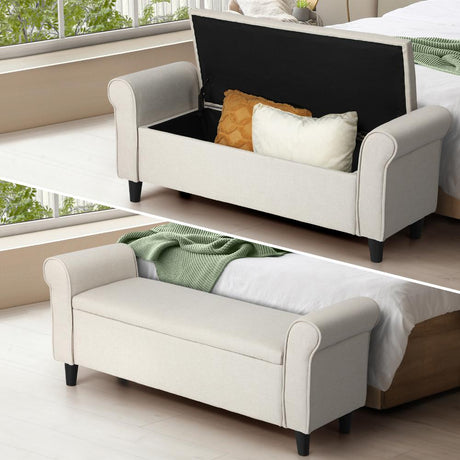 Premium Fabric Two in One Ottoman Storage Bench Box | Mini Day Bed |  2 Colours