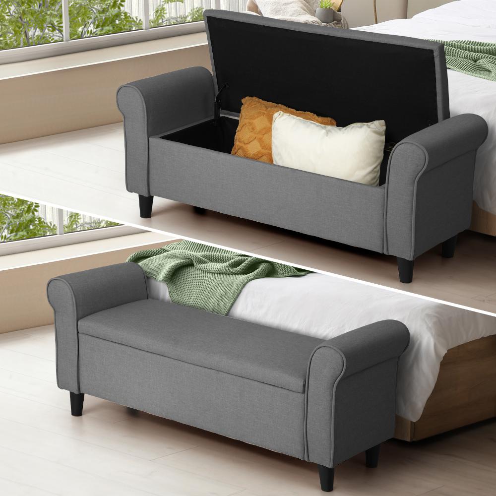 Premium Fabric Two in One Ottoman Storage Bench Box | Mini Day Bed |  2 Colours